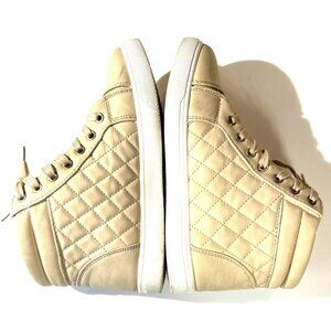 Soho Womens Quilted Zipper Lace Up High Top Sneakers Cream/Beige Color Size 8